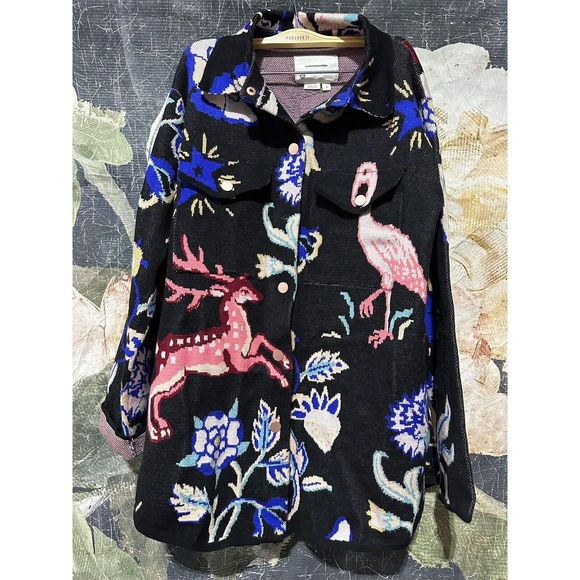 New By Anthropologie Printed Sweater Jacket size Medium - Picture 5 of 8